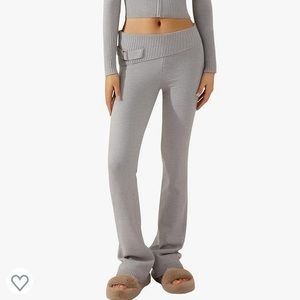 NWOT Gray Soft Fold Over Buckle Yoga Pants